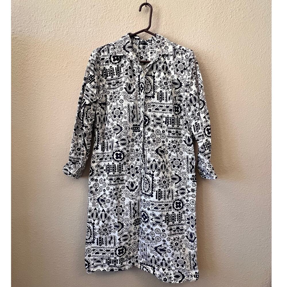 vintage 80s crafty casuals white and black floral dress size large